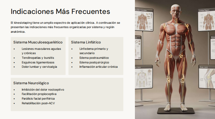 Indicaciones más frecuentes del kinesiotaping organizadas por sistema y región anatómica